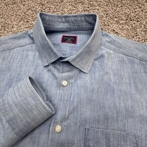 UNTUCKit Shirt Men's L Blue Selvedge Chambray Long Sleeve Button-Front Slim‎ Fit